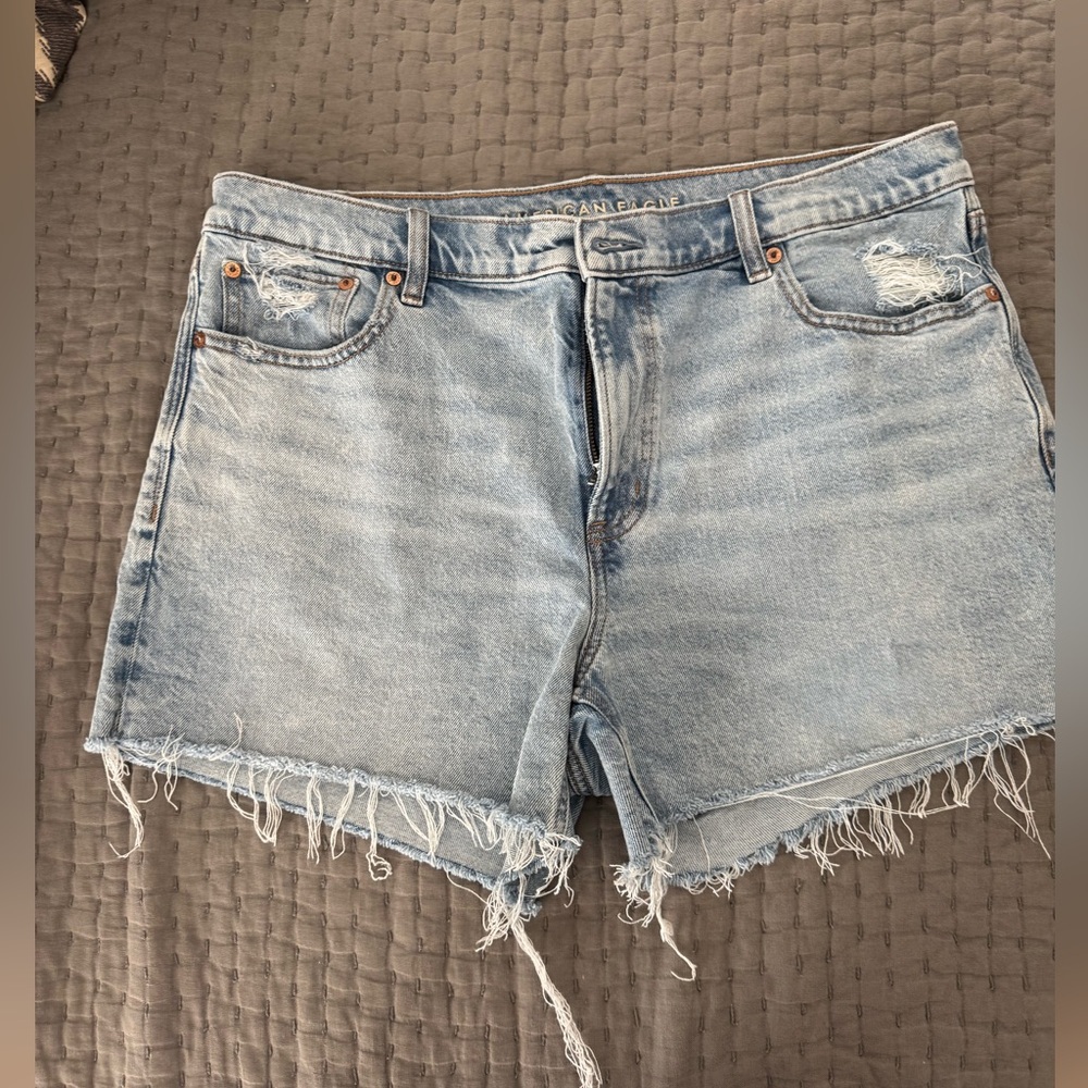 American Eagle Outfitters Light Blue Distressed Denim Jean Shorts